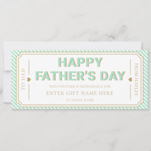 Mint Green Happy Father's Day Gift Voucher Card