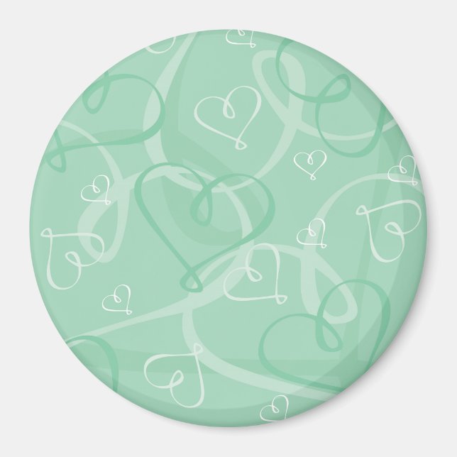 Mint green heart pattern magnet (Front)
