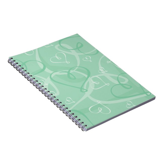 Mint green heart pattern spiral notebook (Right Side)