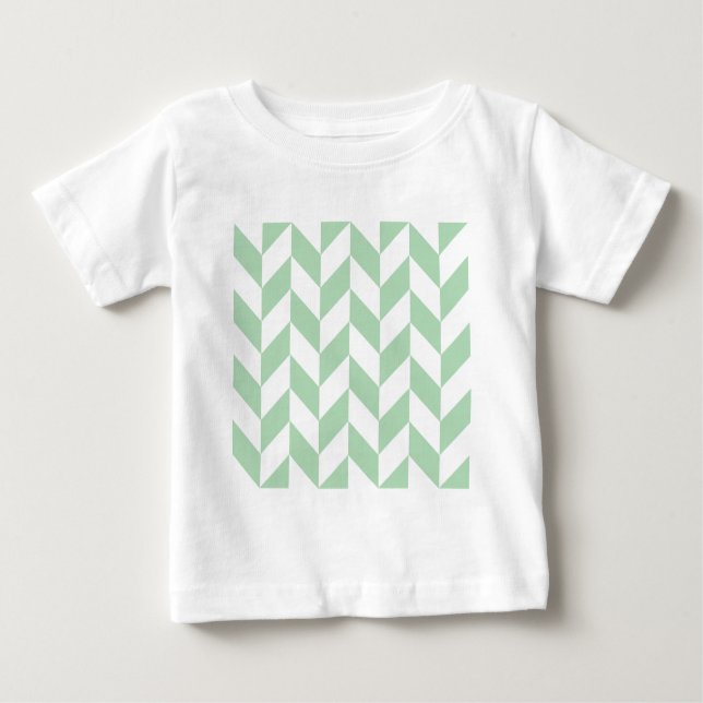 Mint Green Herringbone Pattern Baby T-Shirt (Front)