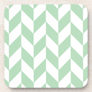 Mint Green Herringbone Pattern Coaster