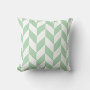 Mint Green Herringbone Pattern Cushion