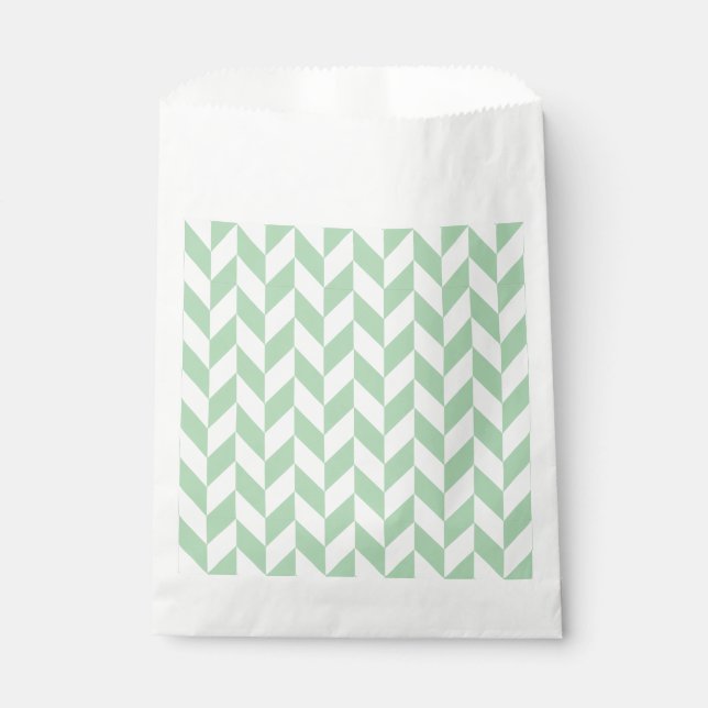 Mint Green Herringbone Pattern Favour Bags (Front)
