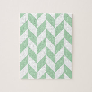 Mint Green Herringbone Pattern Jigsaw Puzzle