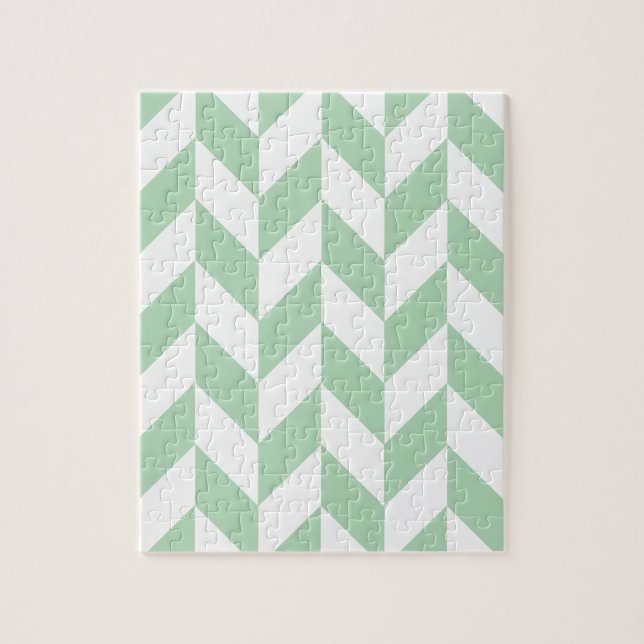 Mint Green Herringbone Pattern Jigsaw Puzzle (Vertical)