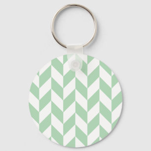 Mint Green Herringbone Pattern Key Ring
