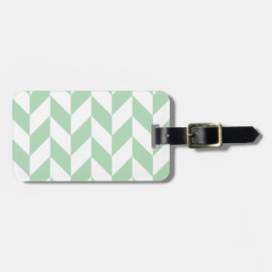 Mint Green Herringbone Pattern Luggage Tag