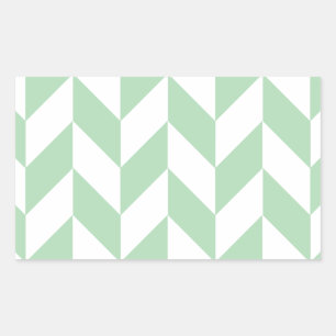 Mint Green Herringbone Pattern Rectangular Sticker
