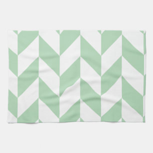 Mint Green Herringbone Pattern Tea Towel