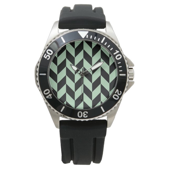 Mint Green Herringbone Pattern Watch (Front)