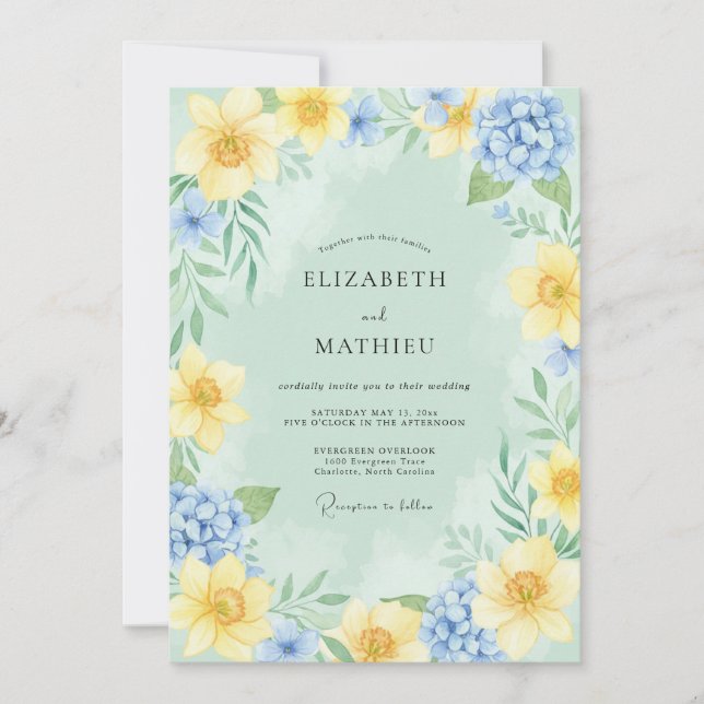 Mint Green Joyful Spring Wedding Invitation (Front)