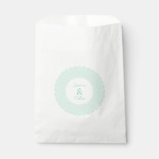 Mint green lace favour bags