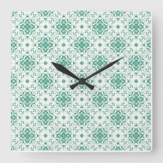 Mint green large square clock - surface pattern