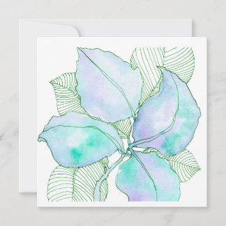 Mint Green Lavender Watercolor Botanical Leaves