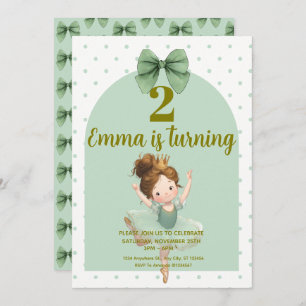 Mint Green Little Princess birthday Invitations
