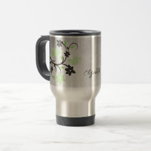 Mint Green Lovebirds Personalised Travel Mug