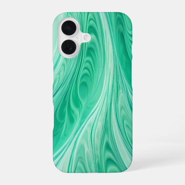 Mint Green Marble Flow – Abstract Fluid Pattern iPhone 16 Case (Back)