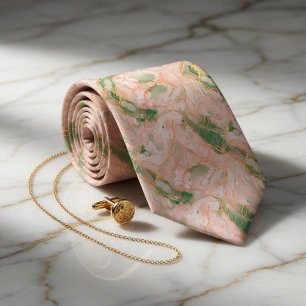 Mint Green Marble & Gold Tie