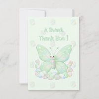 Mint Green Marshmallow Butterfly Baby Shower Thank
