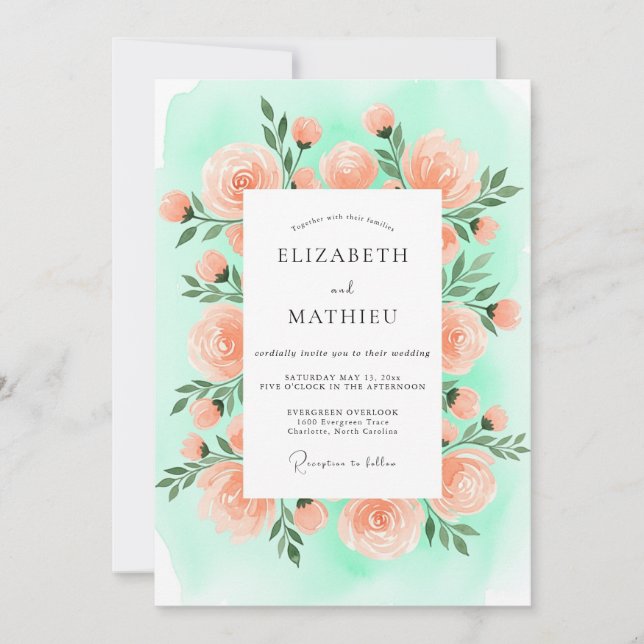 Mint Green Marvelous Spring Wedding Invitation (Front)