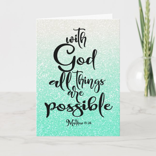 Mint Green  Matthew  19:26 All Things are Possible Card (Front)