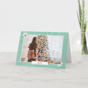 Mint Green Merry Christmas Photo Holiday Card