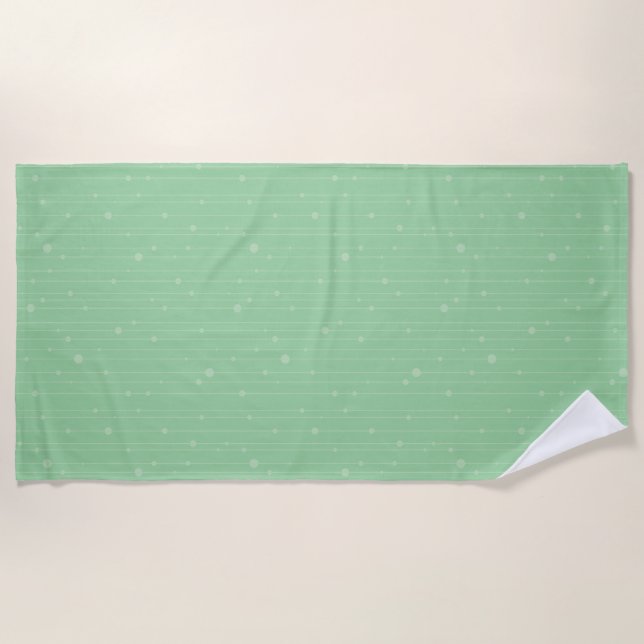 Mint green minimal line art eco design  beach towel (Front)