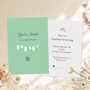 Mint Green Minimalist Baby Shower Invitation