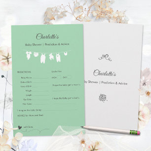 Mint Green Minimalist Baby Shower Predictions Game