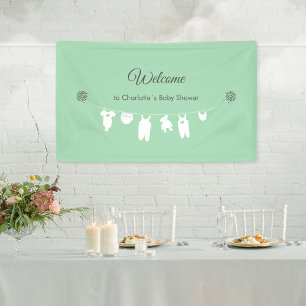Mint Green Minimalist Baby Shower Welcome Banner