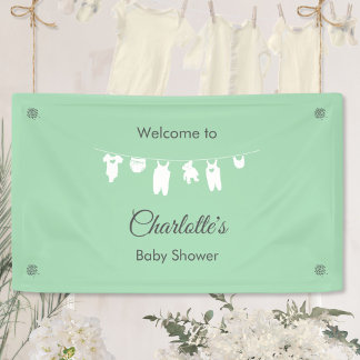 Mint Green Minimalist Gender Neutral Baby Shower Banner