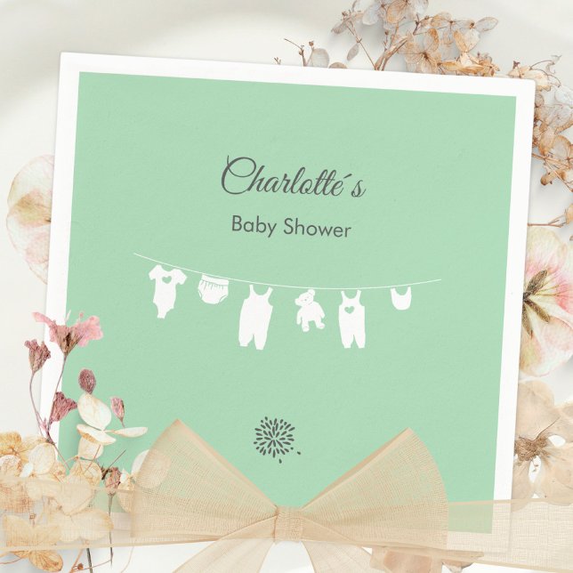 Mint Green Minimalist Gender Neutral Baby Shower Napkin (Mint Green Minimalist Gender Neutral Baby Shower Napkins ©Susanne Sachers - Sunny Mind Design 🌞)
