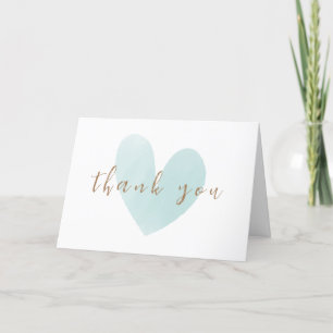 Mint Green Minimalist Heart Baby Shower Thank You Card