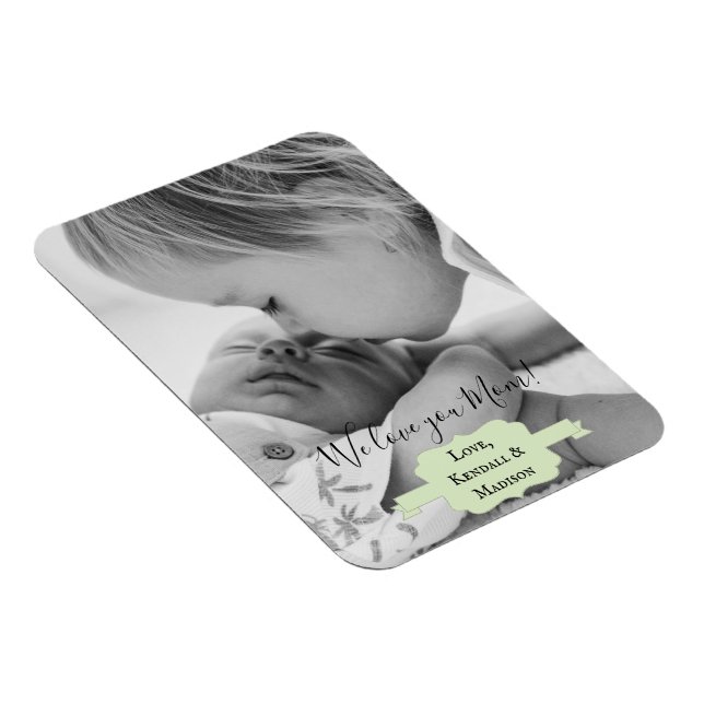 Mint Green Minimalist Photo Mother's Day Magnet (Right Side)