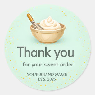Mint Green Mixing Bowl Bakery Thank You Classic Round Sticker