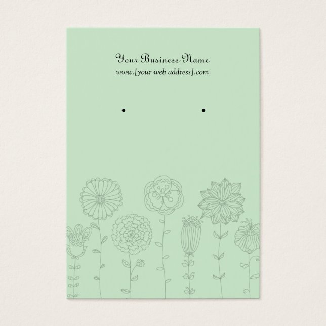 Mint Green Mod Flowers Custom Earring Card (Front)