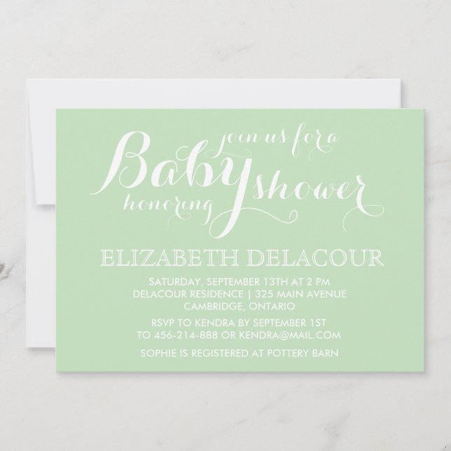 Mint Green Modern Baby Shower Invitation (Front)