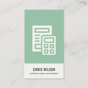 MINT GREEN MODERN CALCULATOR ICON ACCOUNTING TAX BUSINESS CARD