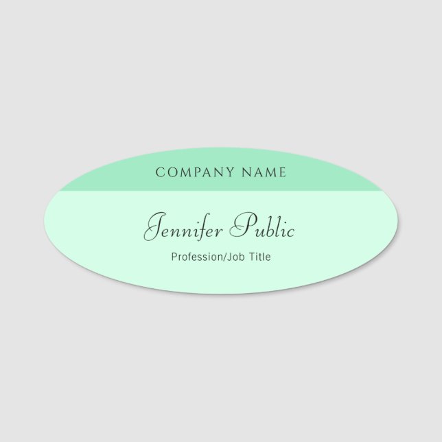 Mint Green Modern Handwriting Name Script Elegant Tag (Front)