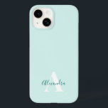 Mint & Green Modern Initial Monogram Case-Mate iPhone 14 Case<br><div class="desc">This stylish phone case design features a simple modern design in Mint & Green. Make one of a kind phone case with custom initial and name. It will be a cool, unique gift for someone special or yourself. If you want to change the fonts or position, click the "Customise further"...</div>