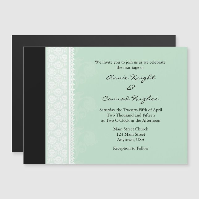 Mint Green Modern Magnetic Wedding Invitation (Front/Back)