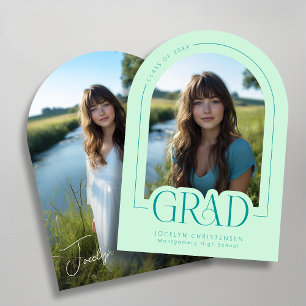 Mint Green Modern Photo Graduation Announcement