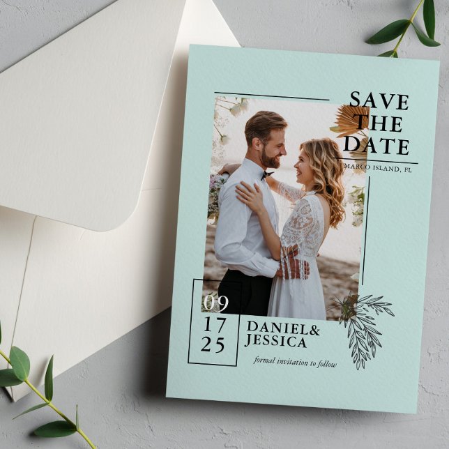 Mint Green Modern Photo Wedding Save The Date  (Creator Uploaded)