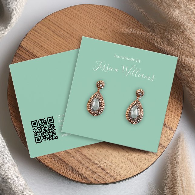 Mint Green Modern Script Earring Display Card (Creator Uploaded)