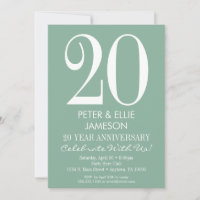 Mint Green Modern Simple Anniversary Invitations