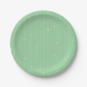 Mint green modern stripes and dots pattern paper plate