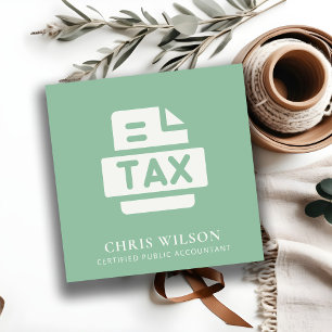 MINT GREEN MODERN TAX RETURN AGENT PREPARER ICON SQUARE BUSINESS CARD