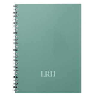 Mint Green Monochrome Chic Initial Monogram Notebook