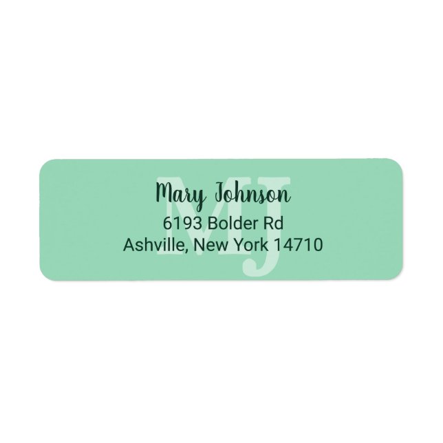 Mint Green Monogram 2 two letter Initials Modern (Front)