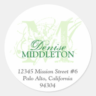 Mint green monogram antique grunge address label